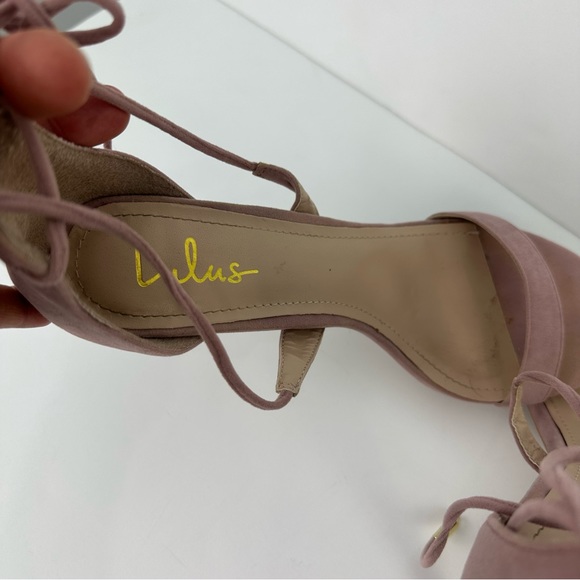 Lulus Dusty Pink Suede Aimee Open Toe Ankle Wrap Tie Heels Size 8.5 - Picture 13 of 17